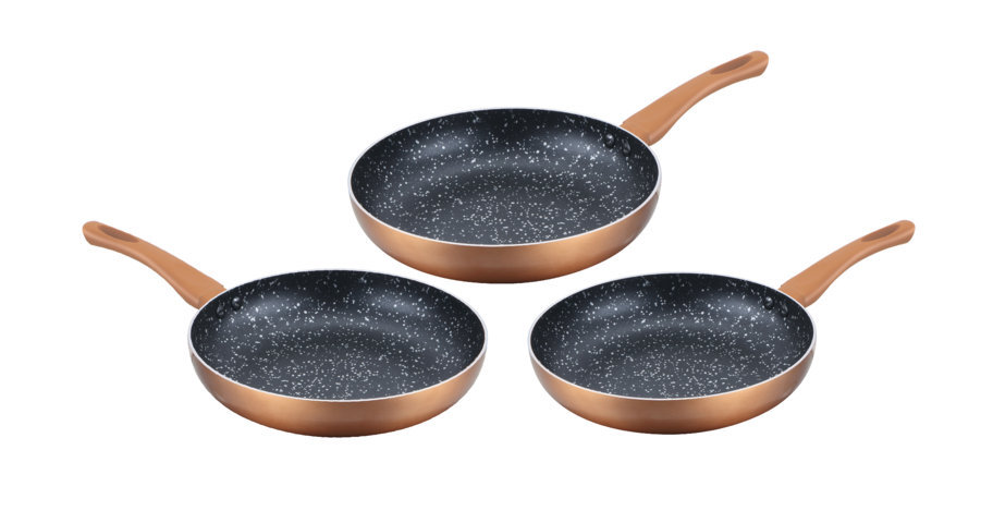 Cenocco Set Di 3 Padelle Con Rivestimento In Marmo Rame